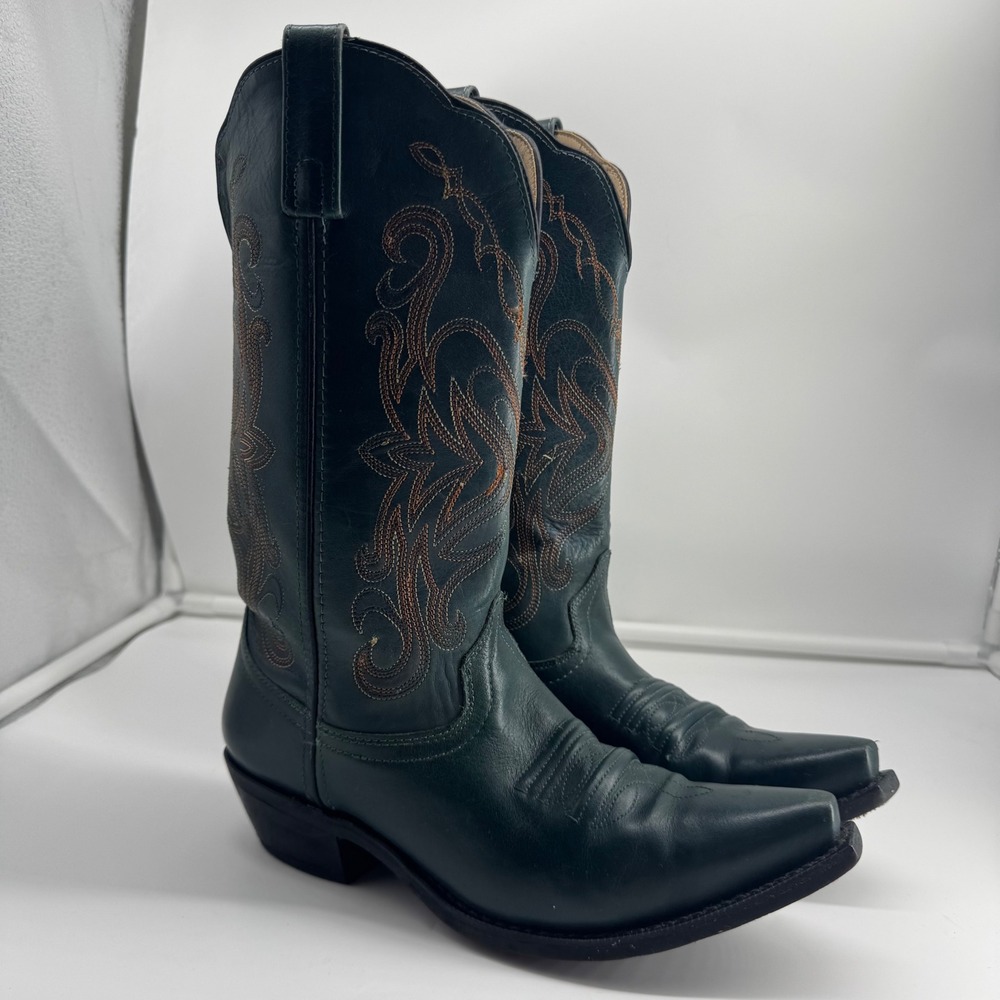 Vintage Smoky Mountain Boots Women's Teal Leather Western Cowboy Boots Style
